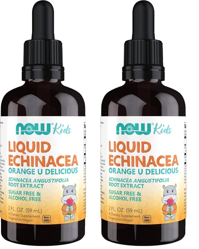 [BRSROYYPCV6BO3T3] NOW gehigarriak, Kids Liquid Echinacea Dropper, Immune System Support, haurrentzat formulatua, 2 Fl Ounce, Packaging May Vary (2ko paketea)
