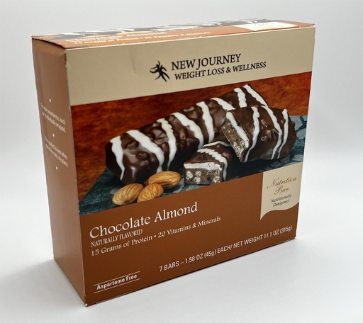 [BRSRMAIOAQNBEGTB] Chocolate Almond Bar - New Journey Weight Loss & Wellness - High Protein Nutrition Bar (7 bars/box)