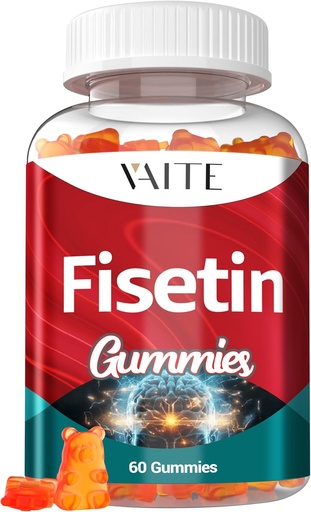 [BRSRA2QDDICQOA32] Fisetin supplements 500mg - Gummy supplement, Powerful Antioxidant Blend for Cellular Health Support - Vegan " Non-GMO Formula with Flavonoids " Plantracts, Boost Cognitive Function, 60 Gummies