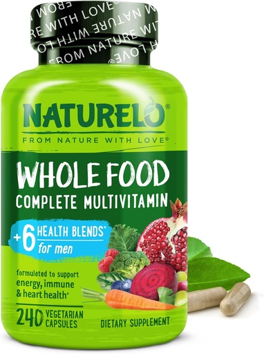 [BRSWGYY6AQORU2YU] NATURELO Mens Multivitamins - Multivitamínico integral para hombres con vitaminas, minerales - 240 cápsulas vegetarianas para energía, cerebro, corazón, salud ocular*