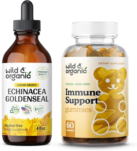 [BRSRAGABBYFWC2TX] Wild & Organic Echinacea Goldenseal Tincture 4 fl oz & Immune Support Gummies