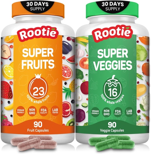 [BRSROYI6AUCAGCTB] Fruits and Veggies Supplement Powerfull Blend of 39 Whole Fruits and Veggies, Fills Nutritional Gaps, Get Energy, Well-being. USA Made Non-GMO/Vegan/Gluten Free. Packaging May Vary (30 Day Supply)