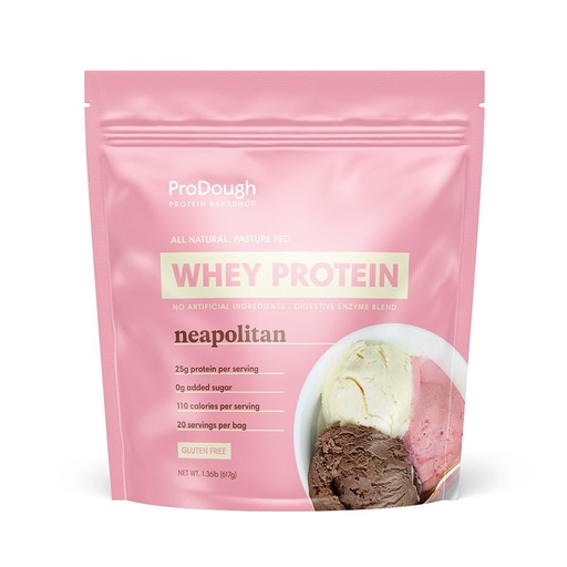 [BRSRMCAPC4ORAYL6] ProDough Gourmet Whey Isolate Hydrolized Protein Powder for Shake Mix- Easy Digest Enzyme Blend, 25g Protein per Serving, Natural Ingredients, Gluten Free, Keto Friendly (Neapolitan)