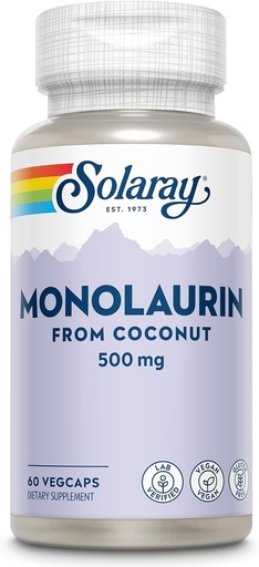 [BRSWIZTQPN7QEHDE] SOLARAY Monolaurin 500mg from Natural Coconut - Monolaurin Supplement for Powerful Nutritive Support - 60-Day Money Back Guarantee, Lab Verified - 60 Servings, 60 VegCaps