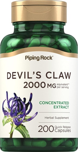 [BRSWYYARB5YBMADK] Piping Rock Devils Claw 2000mg | 200 Capsules | Herbal Supplement | Concentrated Extract | Non-GMO, Gluten Free
