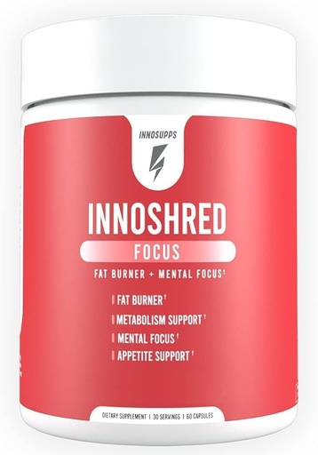 [BRSW2EACOR7GOEL4] Inno Shred Focus Dienos riebalų deginimas, 100 mg Capsimax, Rojaus grūdai, Organic Caffeine, Green Arbatos ekstraktas, Appetite Supupport, Weight Loss Support, 60 Veggie Capsules (60 Capsules, su Focus)