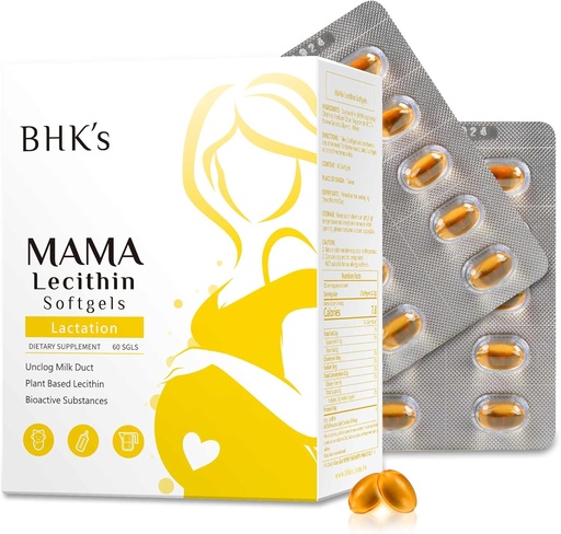 [BRSROBQBBB6G22D7] BHK's Mama Lecithin Softgels, Unclog Breast Ducts for Smoother Breastfeeding, Supplement for Pregnancy, Avoid Clogged Milk Ducts, 60 softgels, 2-Week Supply