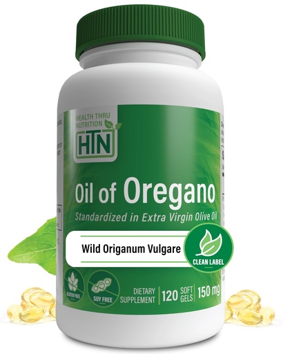 [BRSWKEY7OMHBEA32] Oil of Oregano Supplement | Wild Harvested European Origanum Vulgare | Immune, Digestive, & Antioxidant Support | 120 Mini Softgels | Non-GMO, Gluten Free | by Health Thru Nutrition