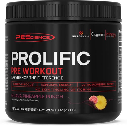 [BRSROFAOO4BAA3DF] Pescience Prolific Pre Workout Powder for men & Women with L- Citrulline Nitric Oxide Booster, Energy Powder & Nootropic for Focus - Předcvičení bez Beta Alanine - 40 Scoops, Guava Ananas Punch