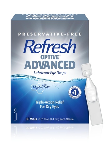 [BRSWIED4CAGB4HDU] REFRESH OPTIVE ADVANCED PF Lubricant Eye Drops Preservative-Free Artificial Tears, 0.01 fl oz (0.4 mL), 30 Single-Use Containers