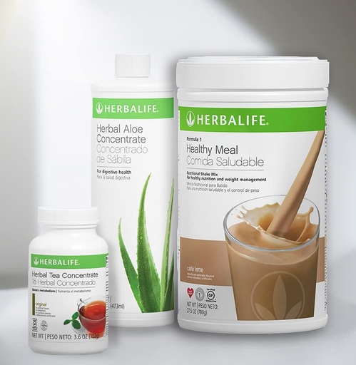 [BRSRMYL2B4IQ43T3] Trio Combo HERBALIFE Formula 1 Healthy Nutritional Shake Mix (Cafe Latte 780g)-Herbal Aloe Concentrate Pint (Original 473ml) - Herbal Tea Concentrate (Original 102g)