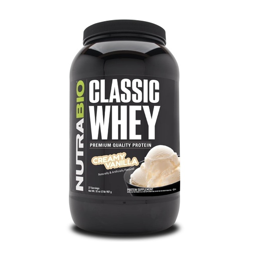 [BRSWIEA2BMCB43LU] NutraBio Classic Whey Protein Powder- 25G of Protein Per Scoop - Full-Spectrum Amino Acid Profile - No Fillers, Artificial Colors, Preservatives - Low Glycemic Index - Creamy Vanilla, 2 Pounds