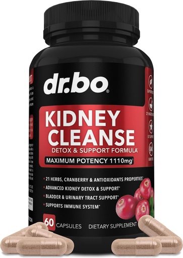 [BRSWYBLYDMFBGAAZ] Kidney Cleanse Detox Support Supplement - Natural Cranberry, Juniper Berries, Buchu & Uva Ursi Extract to Support Kidneys, Bladder & Urinary Tract Health Supplements - Herbal Renal Blend Formula Pills