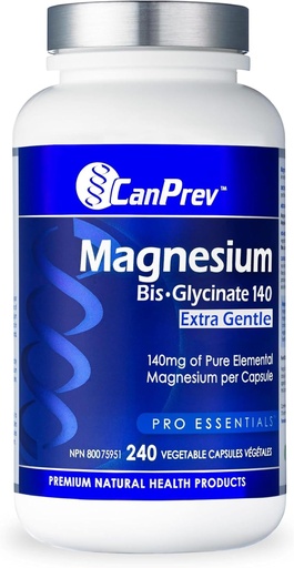 [BRSWYYYTAUBGEADX] CanPrev Magnesium Bis-Glycinate 140 Extra Gentle Vegi Capsules, 240 Count