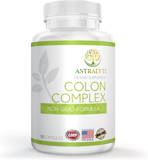 [BRSRA23QA4AQAELF] ASTRALYTE Colon Complex – for Colon Discomfort - Mild Symptoms - Aloe Vera – Prune Fruit - Ginger Root – Non GMO – 90 Count