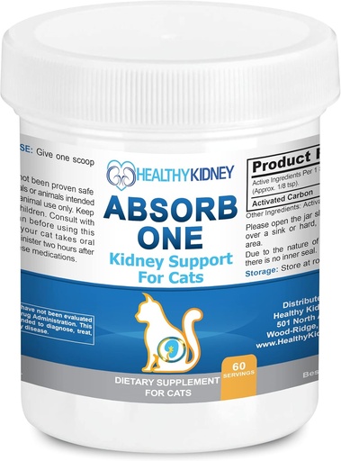 [BRSRMCYNBEHGCDQU] Cat Kidney Support Supplement for Normal Kidney Function in Cats. Natural Feline Kidney Cleanse Take with Any Kidney Cat Diet Food. Vet-Formulated 1/8 TSP a Day 60 Servings: Absorb One