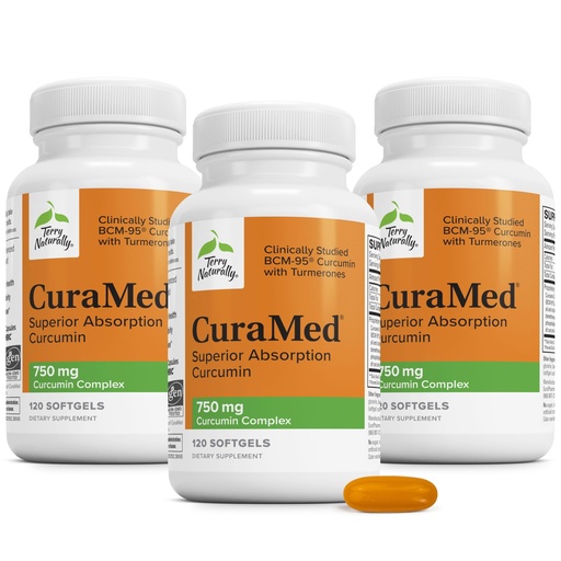 [BRSWGYYTO4HBYDY6] Terry Naturally CuraMed 750 mg Curcumin Complex - 120 Softgels, Pack of 3 - Superior Absorption BCM-95 - Non-GMO, Gluten Free, Halal - 360 Total Servings