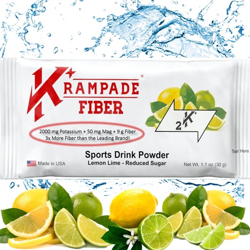 [BRSW2GINCB4BY2Q4] Krampade Fiber Supplement Electrolytes Powder - 9g Prebiotic Fiber + 2000mg Potassium Supplement + Magnesium | Cramp Relief | Hydration Packets| Digestive Health Support