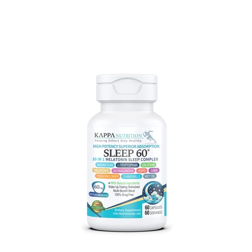 [BRSRAHQNB4CRU3Q7] KAPPA NUTRITION Sleep 60, Sleep Aid, 60mg of Melatonin, 60-Day Supply, Non-Habit Forming Vegan Capsules Natural Ingredients for Easier Bedtime, Herbal Supplement, Valerian Root, Chamomile Non-GMO