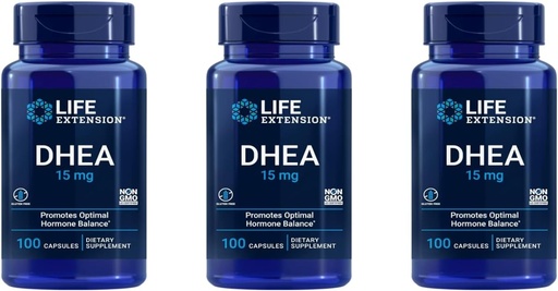 [BRSWIZTYCYBBUEDC] Lebensverlängerung DHEA, 15 Milligramm, 100 Kapseln (Pack von 3)
