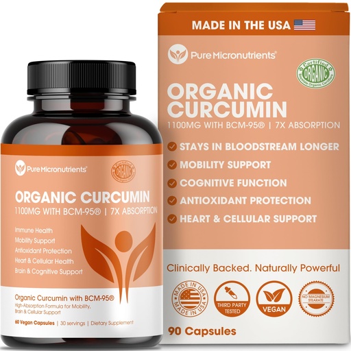 [BRSWGYLYAEGWGHL7] Organic Turmeric Curcumin with Black Pepper & BCM-95 - for Inflammatory Support, Brain & Immune Health - 60 Vegan Turmeric Capsules, 1000mg Per Serve - Herbal Curcumin Supplements