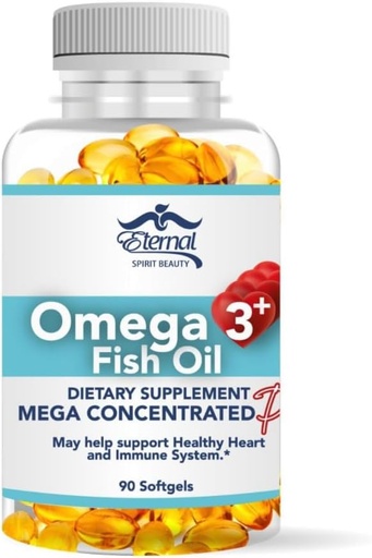 [BRSRAYATABYG2CQ6] Eternal Spirit Beauty Omega-3 Fish Oil – EPA de alta potência e suplemento DHA para apoio cardíaco, cérebro e imune – Mega Fórmula concentrada – 60 Softgels