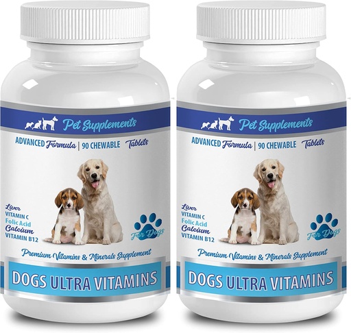 [BRSWGEAHO4IBSA3P] Bone Support for Puppies - Dogs Ultra Vitamins - CHEWABLE - Advanced Formula - Premium Minerals - Dog Calcium Bones - 2 Bottle (180 Chews)