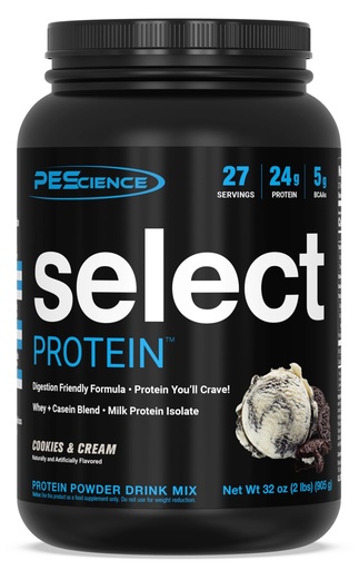[BRSWIGT4PIDA4EQ5] PEScience Select Protein Powder, Whey and Casein Blend, Lean Protein Powder for Women and Men, Low Calorie, Low Carb, Keto Friendly, Gluten Free, Cookies and Cream - 27 Servings