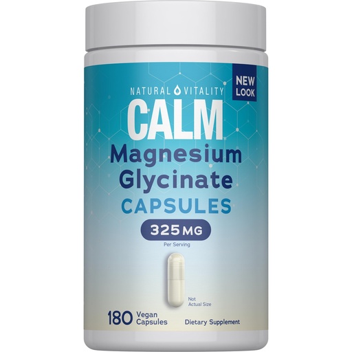 [BRSWGAAFC4MWACL3] Natural Vitality Calm, Magnesium Glycinate Supports Bone, Muscle, Heart, & Nerve Health, Non-GMO, Vegan, Gluten Free 180ct