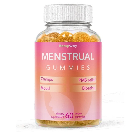 [BRSRMCD7CAAQACLO] Menstrual Gummies for Women May Help Support Bloating, Period Relief | Plant-Based | Cramp Bark, Magnesium, Chaste Berry | Vegan | Orange 60ct