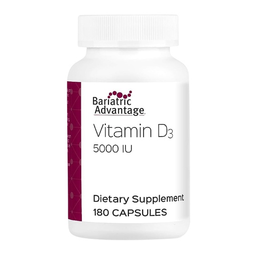[BRSWIZTYBIAGIGTO] Bariatric Advantage Vitamin D3 5,000 IU - Bariatric Vitamin D Capsules - Water-Miscible - Bone Strength Support* - Easy Swallow Capsule - 180 Count