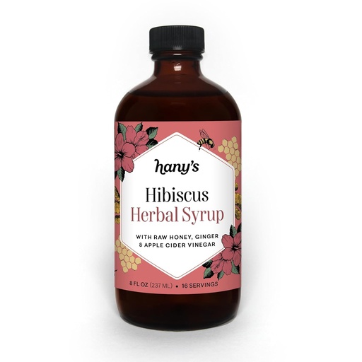 [BRSRAFI2DF4AECDK] Hany's Harvest Hibiscus Ginger Herbal Syrup – 8 fl oz | All-Natural Wellness Tonic, Apple Cider Vinegar, Ginger, Hibiscus & Lemon | Non-GMO, Gluten-Free, Handcrafted
