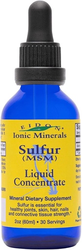 [BRSWIYLRCQGWMDL6] Eidon Ionic Minerals Liquid Sulfur Concentrate - Ionic MSM Sulfur Drops Supplement, Supports Smooth Skin & Glossy Hair, No Preservatives or Additives - 2 Oz Bottle