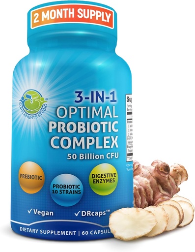 [BRSWGGAHCUMQA3I6] Probiòtics amb Enzymes Digitius i prebiòtics per a Dones i homes - 3 a 1 Vegan Probiotics Multi Enzyme complex per a Gut Sanitat - Gran aviació retardada