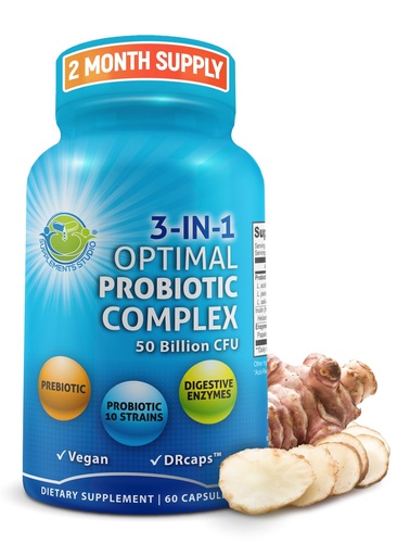[BRSWGGAHCUMQA3I6] Probiotics with Digestive Enzymes and Prebiotic for Women and Men - 3-In-1 Vegan Probiotic Prebiotic Multi Enzyme Complex for Gut Health - Maximum Absorption Delayed-Release Capsules