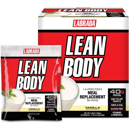 [BRSWIYQ5A56GYHDK] Lean Body All-In-One Vanilla Meal Replacement Shake. 40g Protein, Whey Blend MRP, 8g Healthy Fats & Fibre, 22 Vitamins and Minerals, No artificial colours, Gluten Free, (20 MRP Packets)