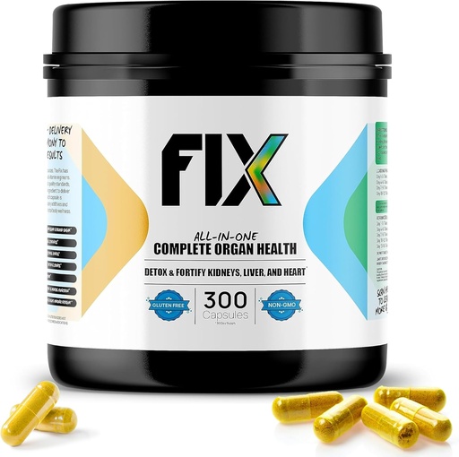 [BRSWIZQBOUHBSAL2] Fix The 16-in-1 Complete Health Supplement - Organ Support for Liver, Heart, and Kidney - Non-GMO, Vegan Formula for Holistic Well-Being - 30 Servings Per Container