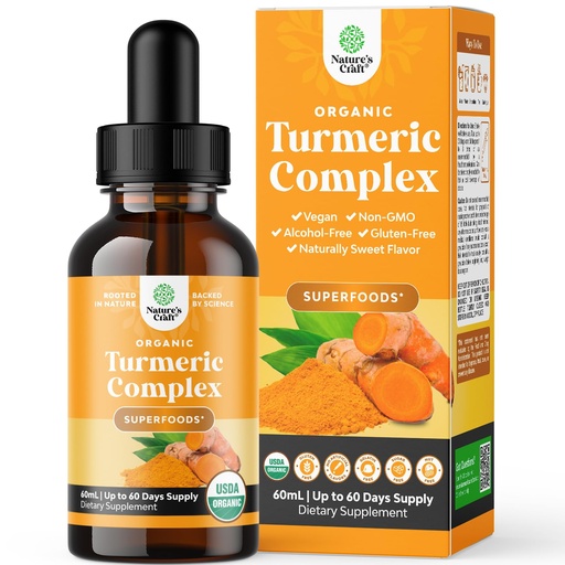 [BRSROZAHOJ7BSETL] Organic Turmeric Liquid Drops for Adults - Turmeric Curcumin with Black Pepper, Cinnamon & Ginger Extract Liquid for Joint Pain, Mobility & Inflamation - Curcumin Drops for Immune Support - 2 Fl Oz