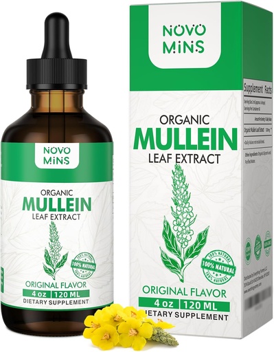 [BRSROAIZOUPBUFLL] Mullein Leaf Tincture - Lung Cleanse - Vegan Lung Detox - Hengitysteiden terveys ja immuuni tuki Drops - Natural Supplement Liquid Extract 4 fl.oz. Klorofylli