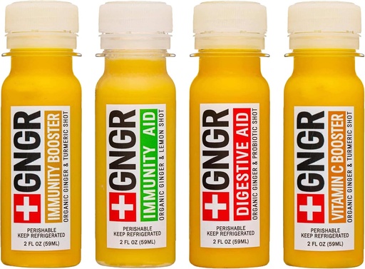 [BRSRMCYRDJ5BY3AY] +GNGR 24 Shots Variety Pack di Immunity Organic Boosting Ginger Shots - Freddo Pressato Ginger Shots per Tutto Natural Digestive and Immune Support - Niente Artificial - USDA Organic 2 fl oz (Pack of 24)