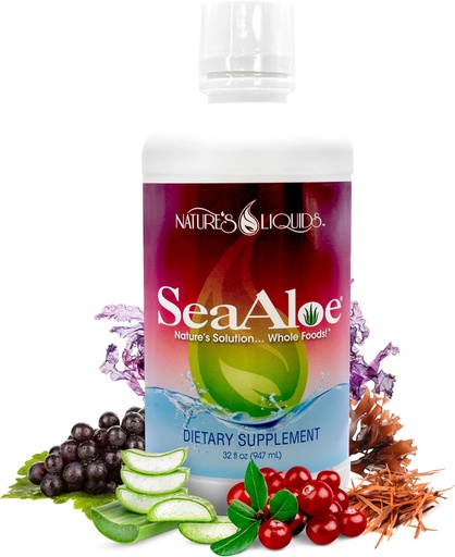 [BRSWIYQ3CMARCEDI] Nature 's Liquids - SeaAloe Liquid All Food, (32 Oz) Liquid Multivitamine and Mineral Supplementary, With Aloe Vera, Sea Zelenina, Pau D' Arco, For Digestion, Imunitary Support & štítné žlázy Function - 1 láhev
