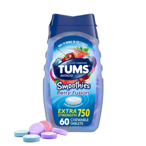 [BRSWIYQHCUMQIADO] TUMS Antacid Smoothies Berry Fusion Tablets 60 Count