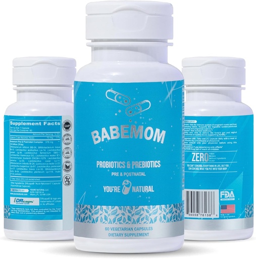 [BRSRMZYBBYOQAGQ4] YOU'RE NATURAL Pre & Postnatal Probiotic & Prebiotic Vitamin for Women and Baby | 60-Day Supply