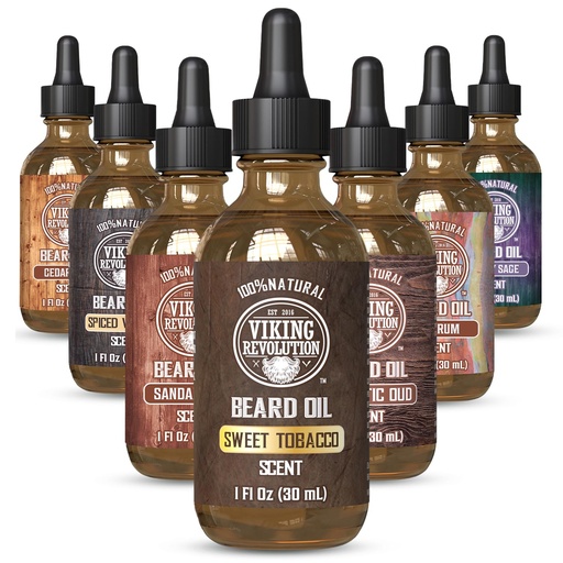 [BRSROZAPB4BWGDQ6] Viking Revolution Sweet Tobacco Beard Oil for Men - Natural Mens Beard Oil with Argan Oil and Jojoba Oil - Beard Softener, Strengthens and Moisturizes - Beard Conditioner for Men (Sweet Tobacco,1Pack)
