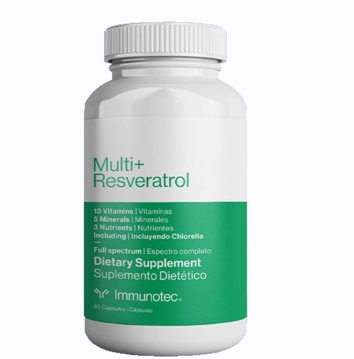 [BRSWGHYNBMCBGG3V] Immunotec - Multi+ Resveratrol - Full Spectrum Dietary Supplement - 13 Vitamins, 5 Minerals, 3 Nutrients with Chlorella