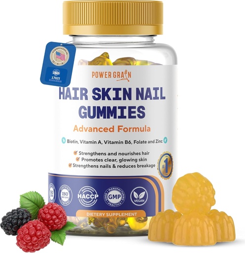[BRSRAH33CNYWKC3K] Premium Hair Skin and Nails Gummies – 5000 Mcg Biotin Vegan Vitamins for Men & Women – Promotes Healthy Hair Growth, Strong Nails, Radiant Skin – 10X Extra Strength - Blueberry Flavour