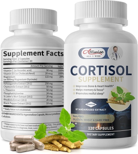 [BRSRABQCO4AQEDTB] Cortisol Supplements for Women and Men,Cortisol Manager with Magnesium, Ashwagandha,Rhodiola, L-Theanine,Balanced Cortisol Levels for Mood,Focus,Zzz Support
