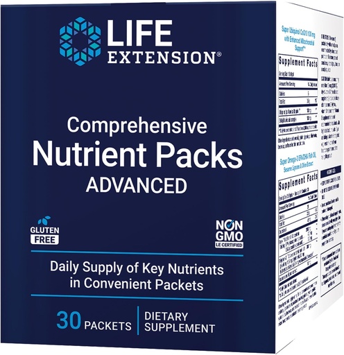 [BRSWYZTQO4PWOYD2] Bizitza luzatzea Nutrient Pack aurreratuak, Curcumin, Arrainaren Olioa, multivitamin, CoQ10, multiplo eta gehigarriak, 30 on-The-go Packets, Gluten-Free, Non-GMO