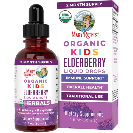 [BRSWYBQKOEIR6YLX] MARYRUTH'S USDA Organic Elderberry Liquid Drops for Kids | Vegan Elderberry Extract Organic Glycerin | Immune Support Supplement | Overall Health | Formulated for Ages 4-13 | 1oz