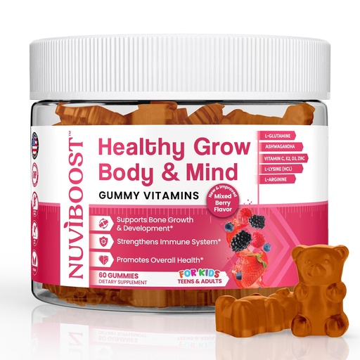 [BRSRAHATOEJWGDQY] Healthy Grow Height Growth Gummies Rich in Calcium, Vitamins C, D3, K2, L-Arginine, Ashwagandha, and Others, Boost Bone Health & Immunity, Multivitamin, for Kids 5+, Teens and Adults.